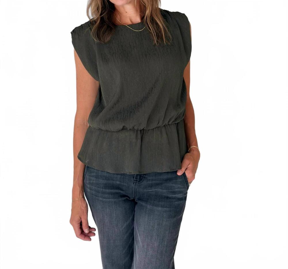 NEW WIT & WISDOM ruffle and ruched tank top in pewter green